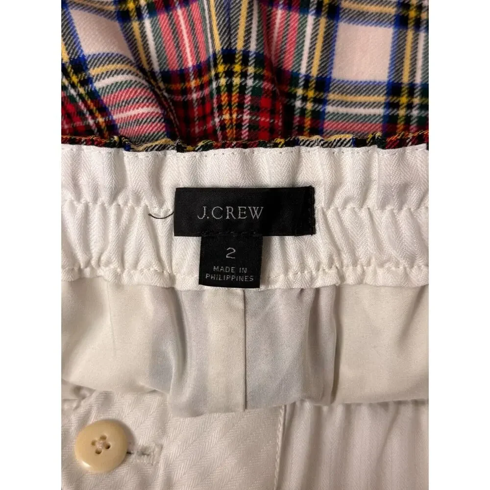 J Crew Pants 2 Womens Pull On Straight Leg Bi Stretch Wool In Stewart Tartan
